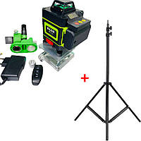 Лазерний рівень нівелір Hilda 4D ЗЕЛЕНИЙ ЛУЧ на 16 ліній 360 градусів з Led і Osram діодами та штатитвом
