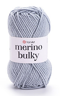 Пряжа Merino bulky-3072 сірий з блакитним відливом