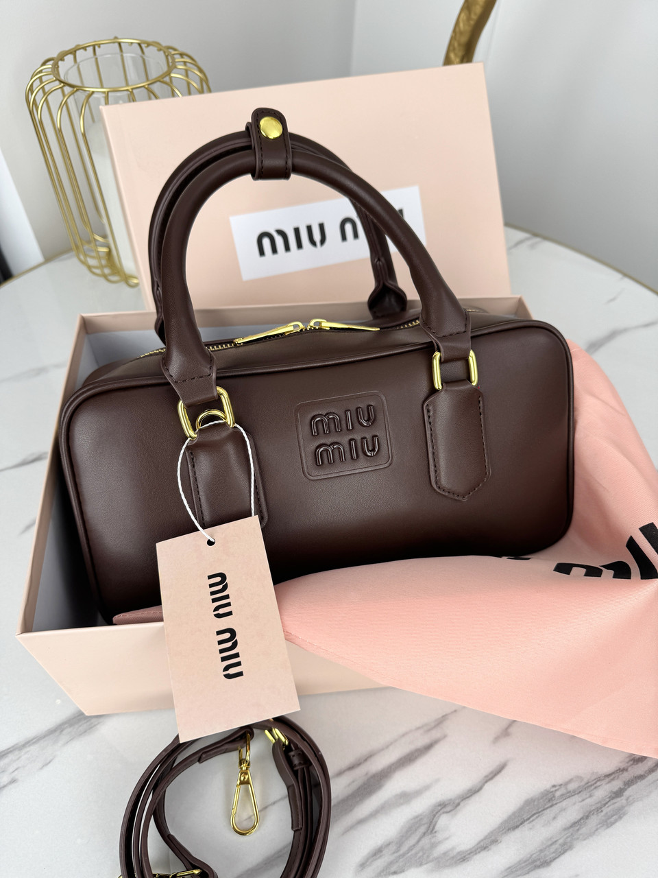 Сумка жіноча Miu Miu Arcadie Leather Bag бургунді крос боді Міу Міу Medium, фото 1