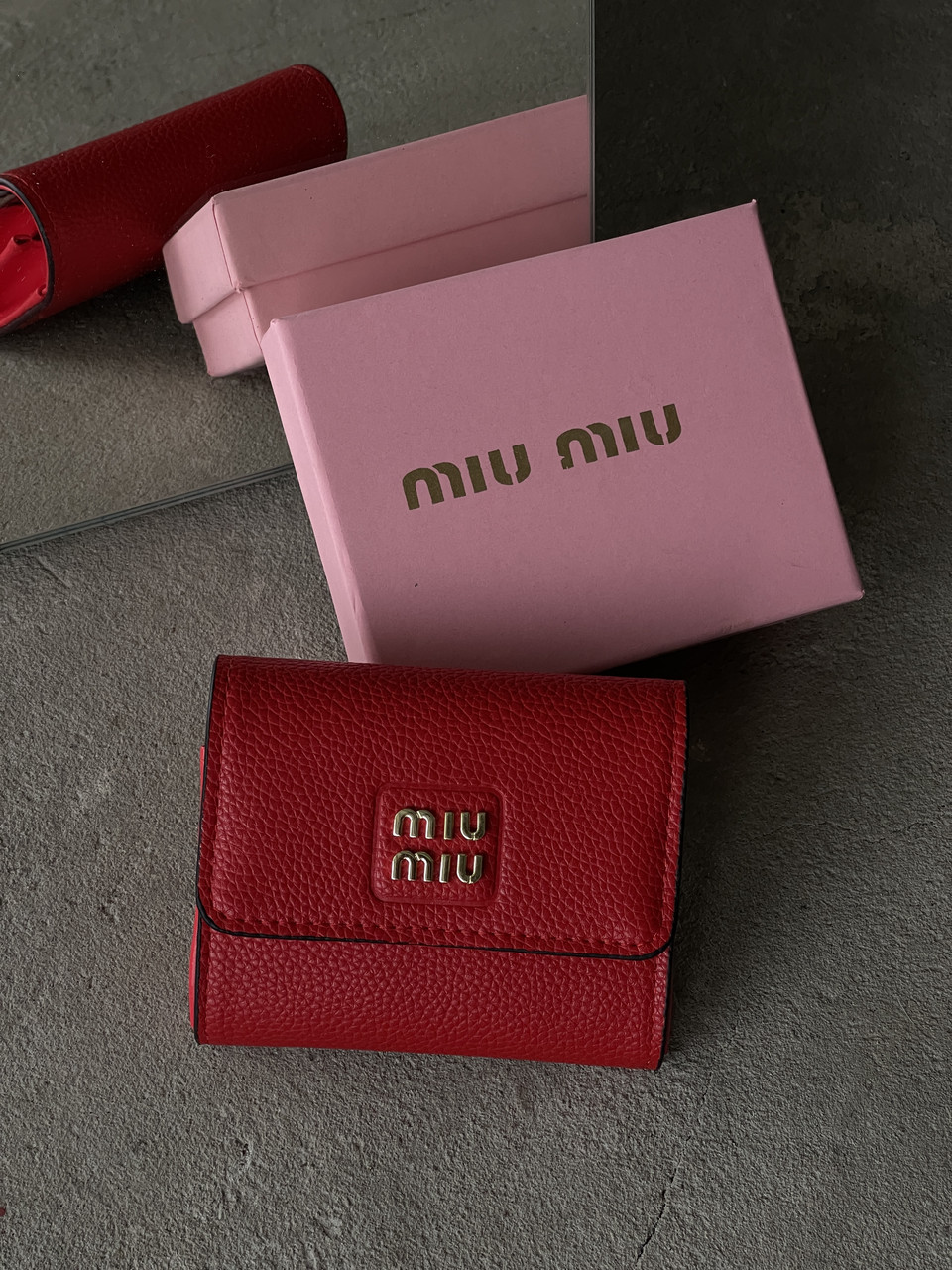 Гаманець Miu Miu жіночий міні Міу Міу Міу червоний, фото 1