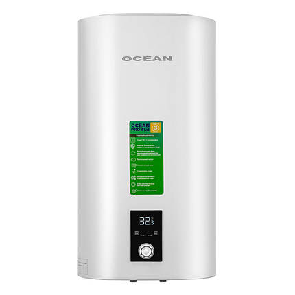 Бойлер OCEAN FLAT DIGITAL 80 л 2,0 КВт емальований бак сухий ТЕН, фото 1