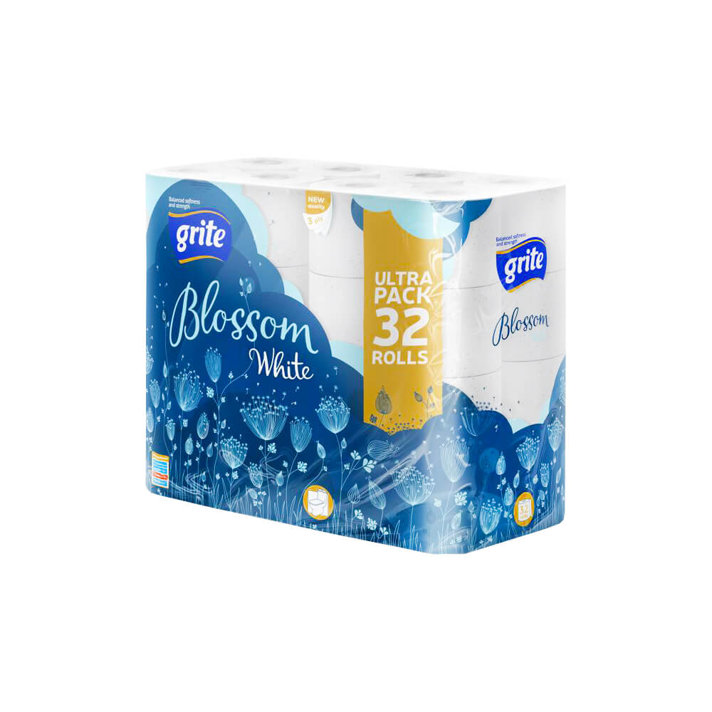 Туал. папір Grite Blossom 32 рул/уп 3шар. 150відр,18,75м целюл. білий