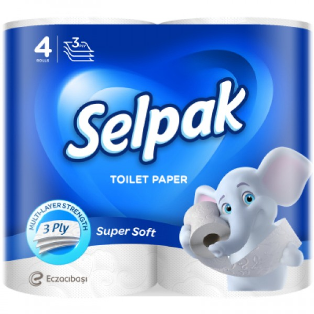 Туал. папір SELPAK 3 шари 4рул. 16,8м 140відр. целюлоза білий супер
