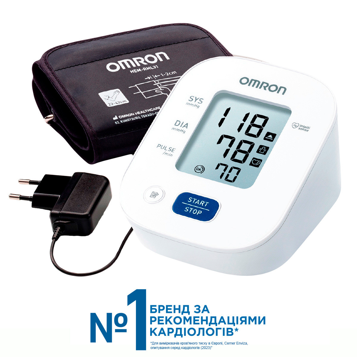 Тонометр автоматичний Omron M2 Basic (HEM-7121- ALRU), з адаптером, манжета 22-42 см.