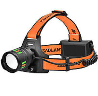 Ліхтар налобний NIGHT VISION FLUORESCENCE BL-T203-TG+COB(white+red), 2x18650, ЗУ Type-C, zoom