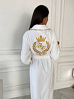 Именные халаты Премиум махра с кантом и манжетами с вышивкой на спине