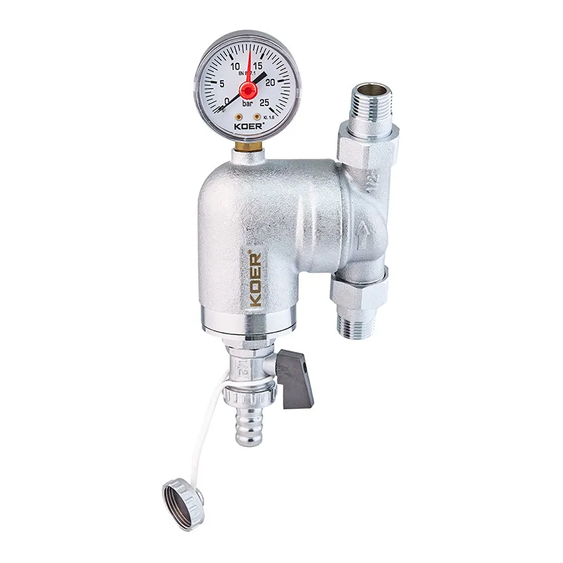 Фільтр тонкого очищення з поворотним з'єднанням та манометром Koer KR.1240 - 1/2" (KR4970), фото 1