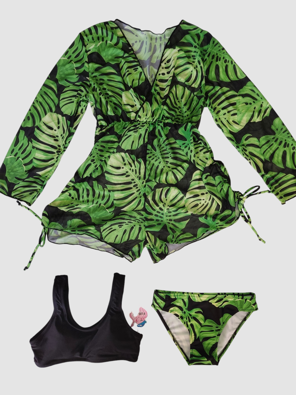 Дитячий купальник з комбінезоном Fuba 1829 чорний-зелений 34 36 38 40 42 розмір