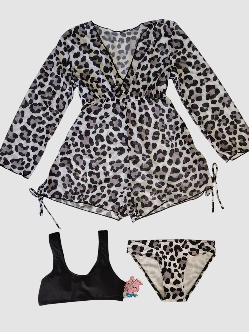 Дитячий купальник з комбінезоном Fuba 1829 чорний-білий 34 36 38 40 42 розмір