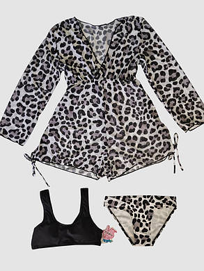 Дитячий купальник з комбінезоном Fuba 1829 чорний-білий 34 36 38 40 42 розмір, фото 1