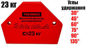 Струбцина магнітна для зварювання 23 кг, 90х120 мм, кути 30°, 45°, 60°, 75°, 90°, 135° Technics 12-164