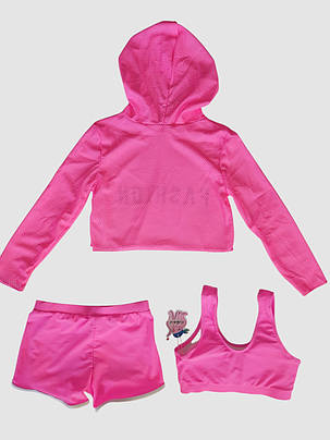 Дитячий підлітковий купальник накидка капюшон Fuba 1870 рожевий 34 36 38 40 42 розмір, фото 2