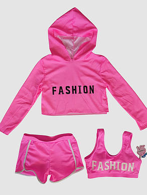 Дитячий підлітковий купальник накидка капюшон Fuba 1870 рожевий 34 36 38 40 42 розмір, фото 1