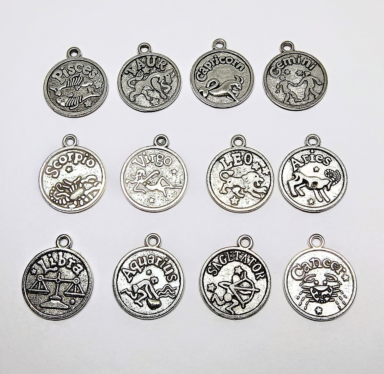Підвіски металеві Finding Кулони знаки зодіаку Античне срібло 20 мм x 17 мм Набір 12 шт, фото 1