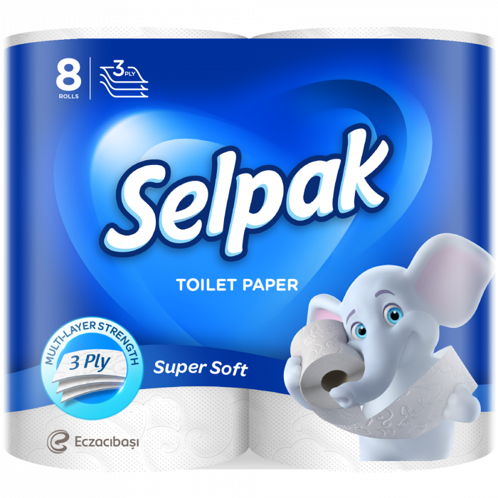 Туал. папір SELPAK 3шар. 8рул.16,8м 140відр целюлоза білий супер