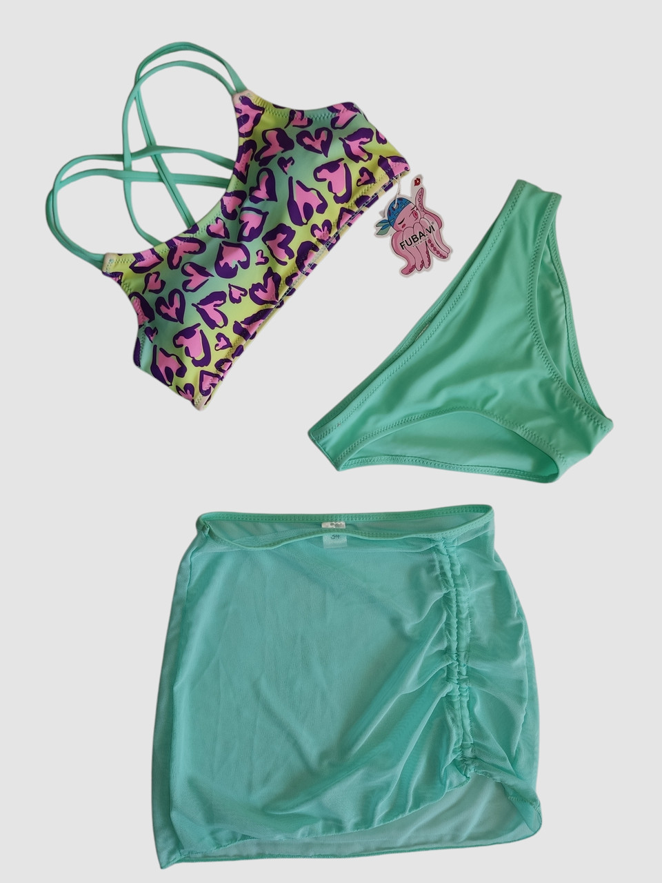 Дитячий купальник з юбкой Fuba 1859 зелений 34 36 38 40 42 розмір