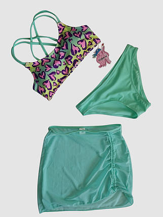 Дитячий купальник з юбкой Fuba 1859 зелений 34 36 38 40 42 розмір, фото 1