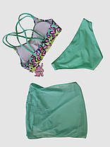 Дитячий купальник з юбкой Fuba 1859 зелений 34 36 38 40 42 розмір, фото 2