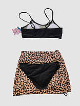 Дитячий купальник з юбкой леопард Fuba 1835 чорний-коричневий 36 38 40 42 розмір, фото 2