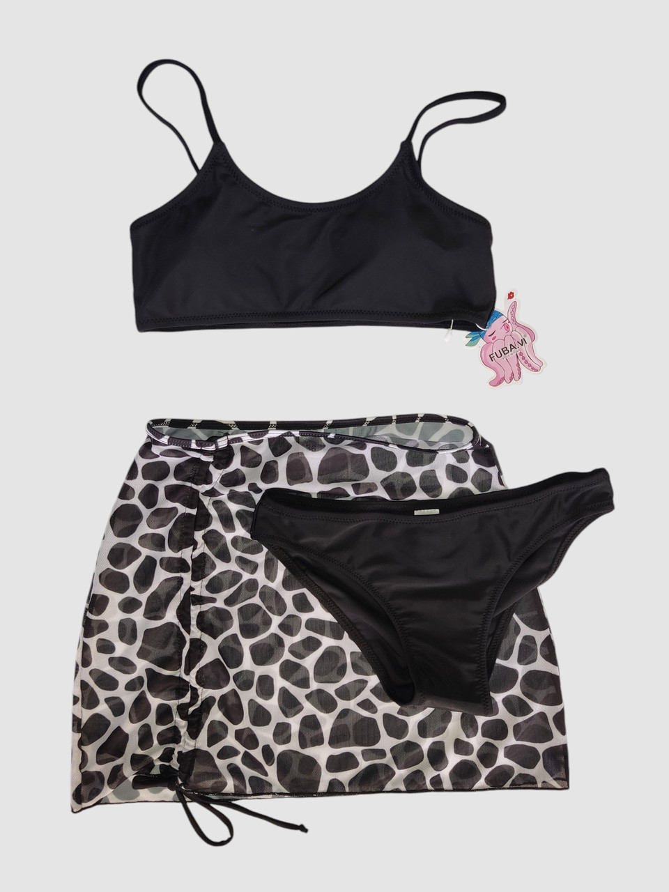 Дитячий купальник з юбкой леопард Fuba 1835 чорний-білий 36 38 40 42 розмір