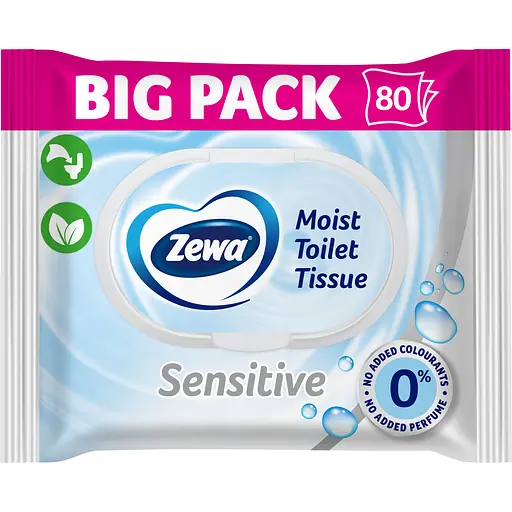 Туал. вологий папір ZEVA Sensitive 80арк 11,5*19см білий