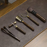 Набір інструментів XKXTJ020 для чайної церемонії 5 предметів ніж для пуеру пензлик лопатка тримач щипці, фото 3