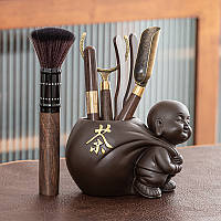 Набір інструментів ZXCDTJ010 для чайної церемонії 5 предметів ніж для пуеру пензлик лопатка тримач щипці, фото 4