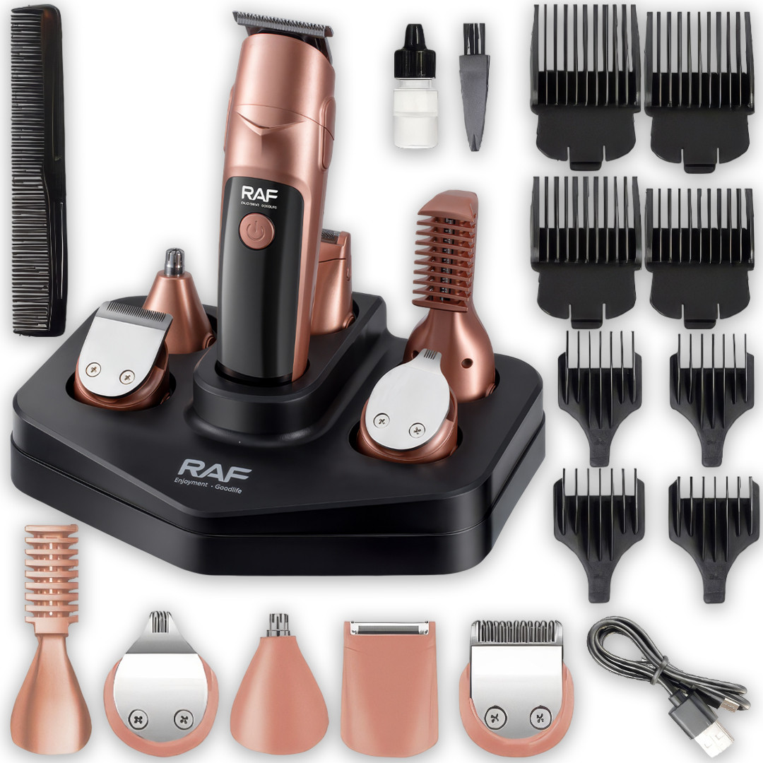 Машинка акумуляторна 19 в 1 із змінними головками та насадками для стрижки RAF R.4021, фото 1
