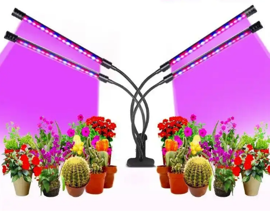 Фітолампа для домашніх рослин світлодіодна з таймером гнучка LED Supretto 50вт 4 промені, фото 1