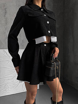 Костюм жіночий модний піджак і спідниця-шорти з вельвета (Норма)