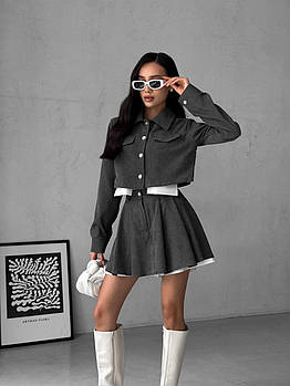 Костюм жіночий модний піджак і спідниця-шорти з вельвета (Норма)