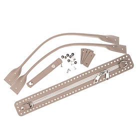 Комплект із натуральної шкіри для сумки Такса, колір Латте