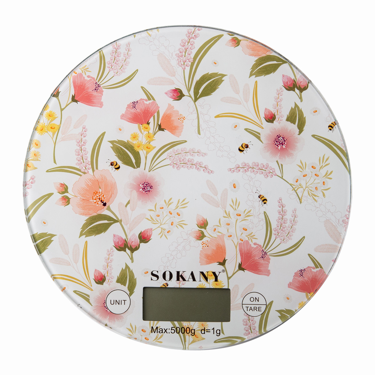 Кухонні настільні електронні ваги для зважування продуктів Sokany SK-19023 до 5кг LCD-дисплей Білий