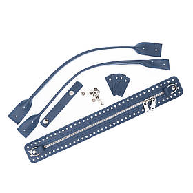 Комплект із натуральної шкіри для сумки Такса, колір Джинсовий