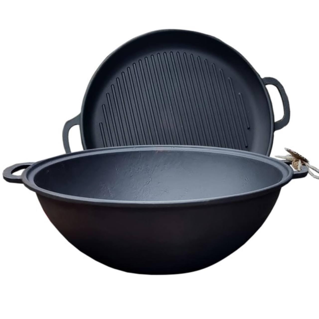 Казан чавунний WOK Maysternya з кришкою-сковородою 12л V12СРGr