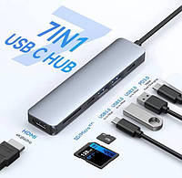 Багатопортовий активний USB Юсб Хаб Hub розгалужувач адаптер перехідник 8 в 1, Usb-концентратор для ноутбука і макбука Macbook