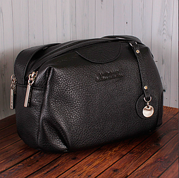 Сумка жіноча велика чорна стильна з натуральної шкіри