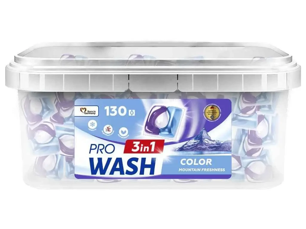 Капсули для прання Pro Wash 130 шт, Color, "Гірська свіжість", фото 1