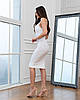 Витончене приталене коктейльне плаття по коліна на бретелях Balis, молочно-біле, фото 5