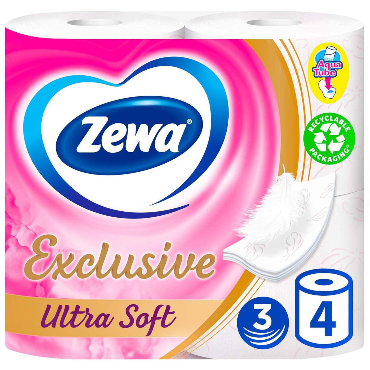 Туал. папір ZEVA Exclusive ultra soft 4шар 4рул. 19м 150відр. целюлоза біла