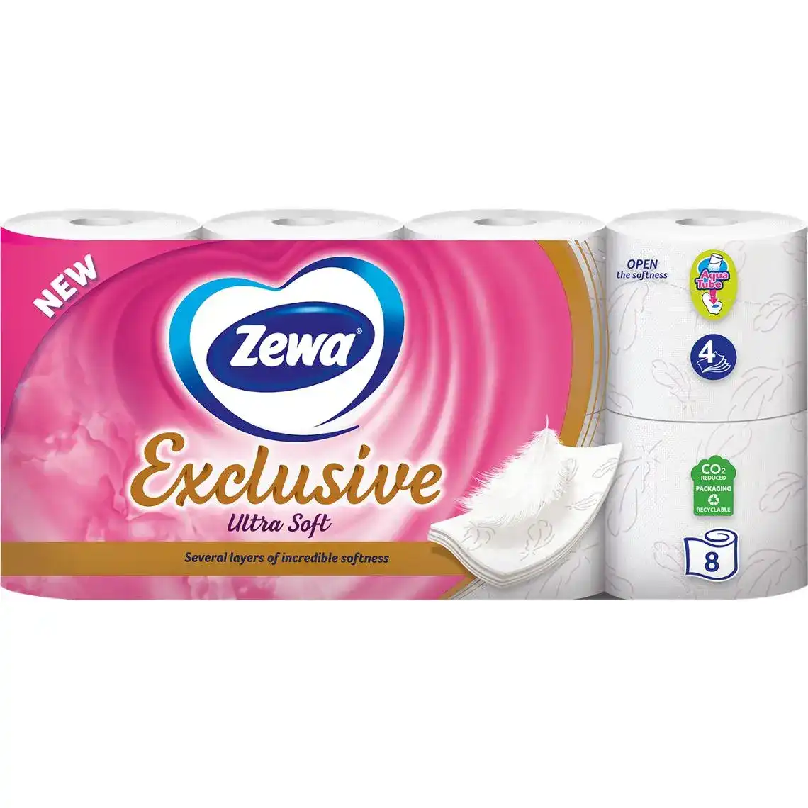 Туал. папір ZEVA Exclusive ultra soft 4шар 8рул. 18,75м 150відр. целюлоза біла