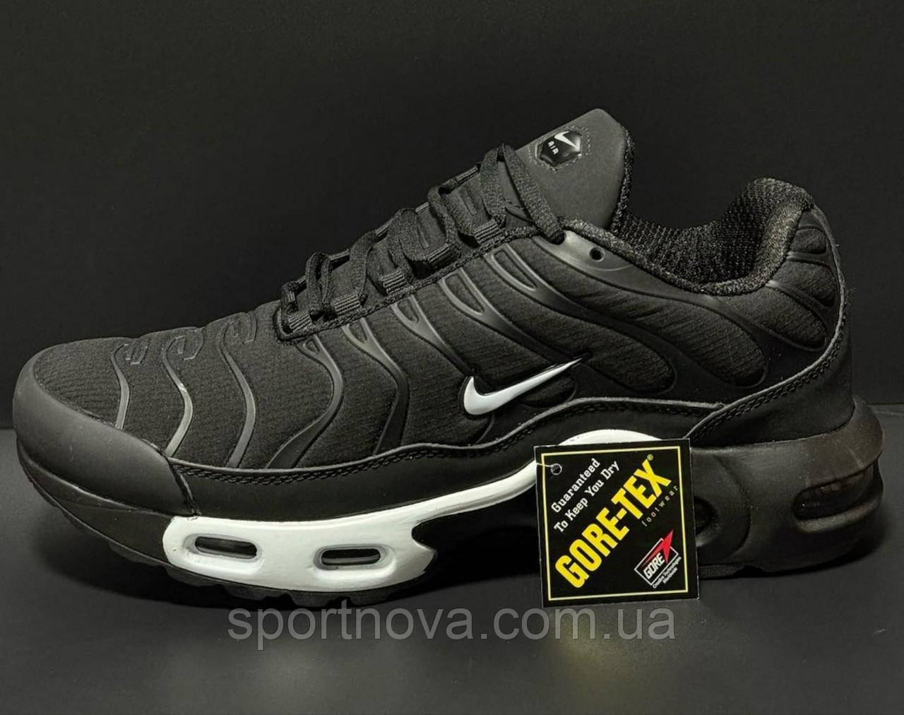 Чоловічі кросівки осінь/зима Nike Tn термо водовідштовхувальна тканина чорна з білим р 41-46