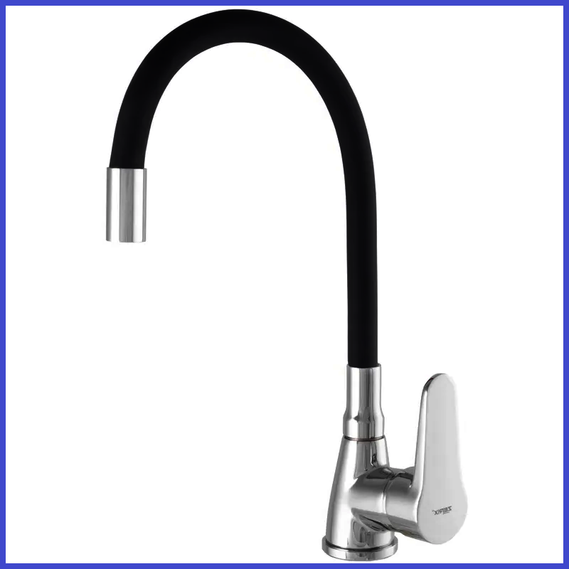 Змішувач для кухні З Чорним ГНУЧКИМ ВИЛИВОМ 2 режими Zerix SOP7 146 (ZX2654) Black