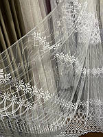 Тюль Wien фатін із вишивкою біла