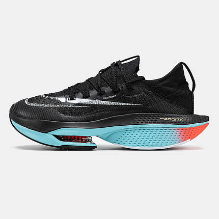 Чоловічі Кросівки Nike Air ZoomX Alphafly Next 2 / Найк Аїр ЗумХ Альфафлай Некст 2 Чорні з Синім та Помаранчевим, фото 1