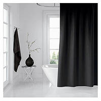 Тканинна шторка для ванної кімнати Jackline Black (чорна однотонна), розмір 180х200 см., Туреччина