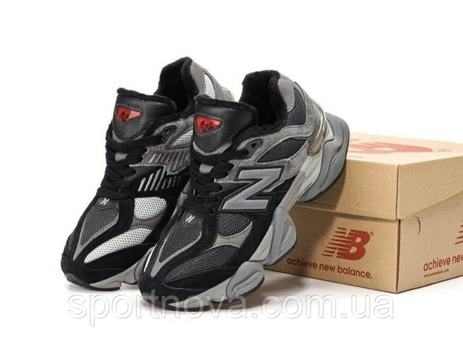 Жіночі кросівки осінь/зима New Balance 9060 замш/водовідштовхувальна тканина чорний із сірим р 37,38,39,41