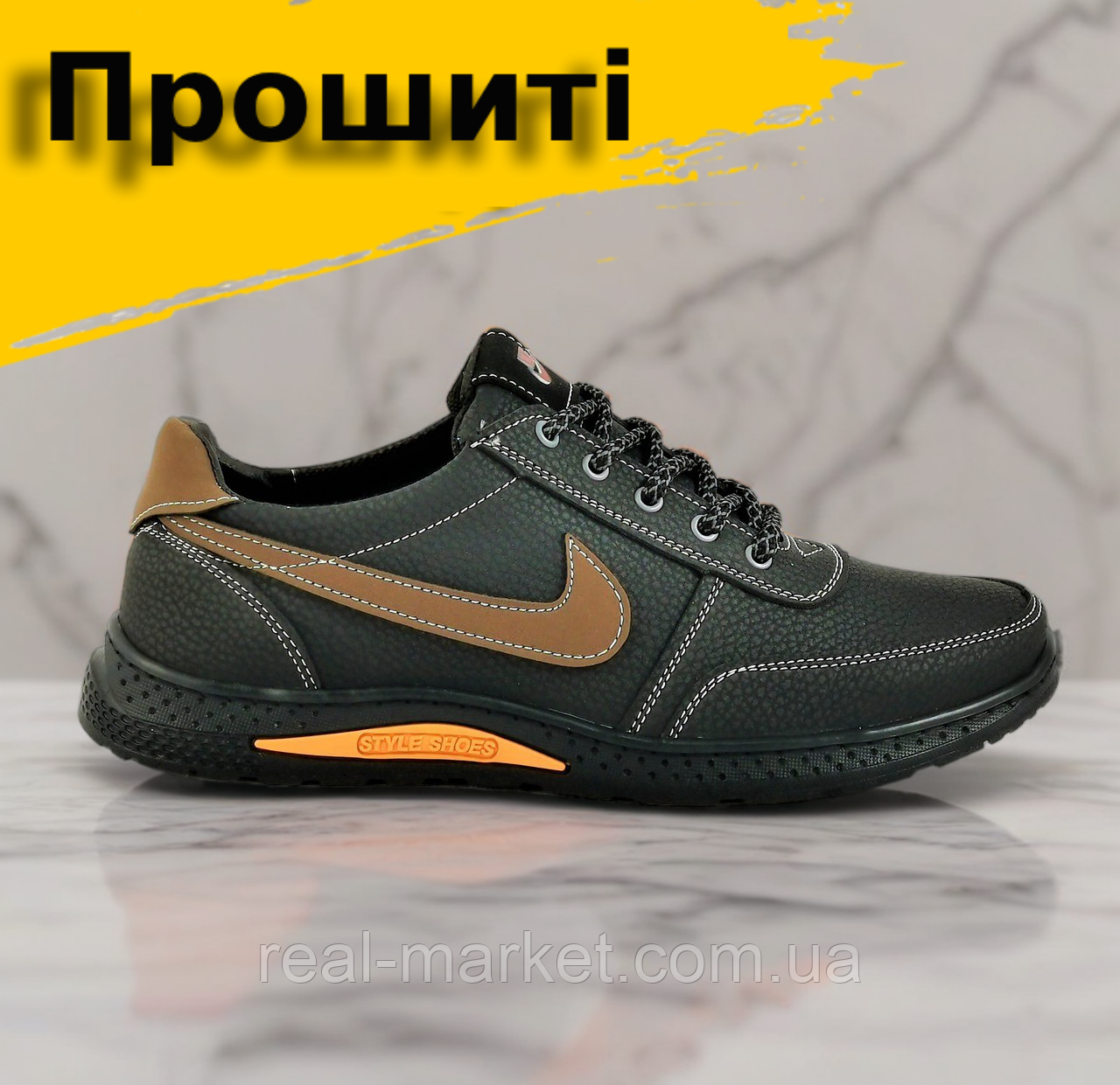 Чоловічі чорні кросівки nike для прогулянок демісезонні, фото 1