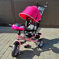 Триколісний велосипед з батьківською ручкою Велосипед-коляска для малюків з ручкою звуки світло USB