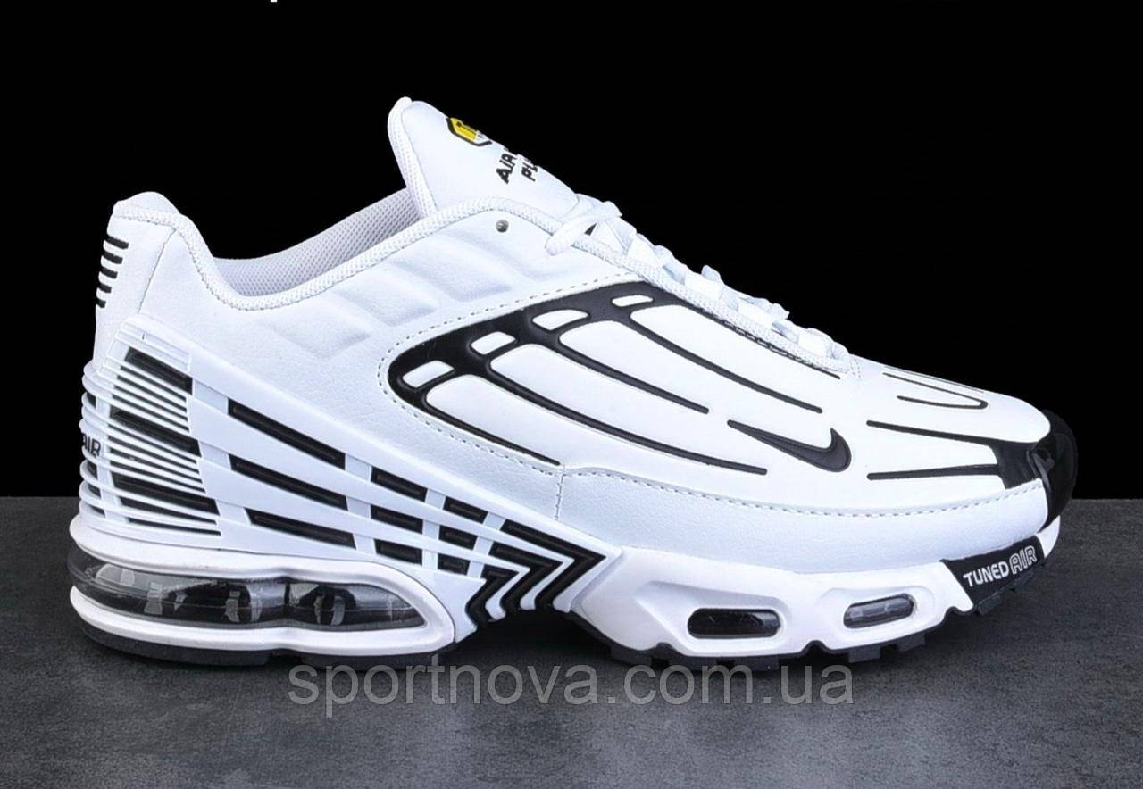Чоловічі кросівки демісезон Nike Air Max шкіряні білі з чорним р 42,43, фото 1